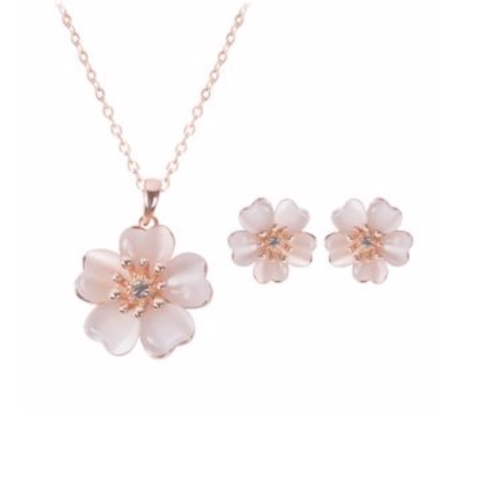 Flower Earrings and Pendant Set